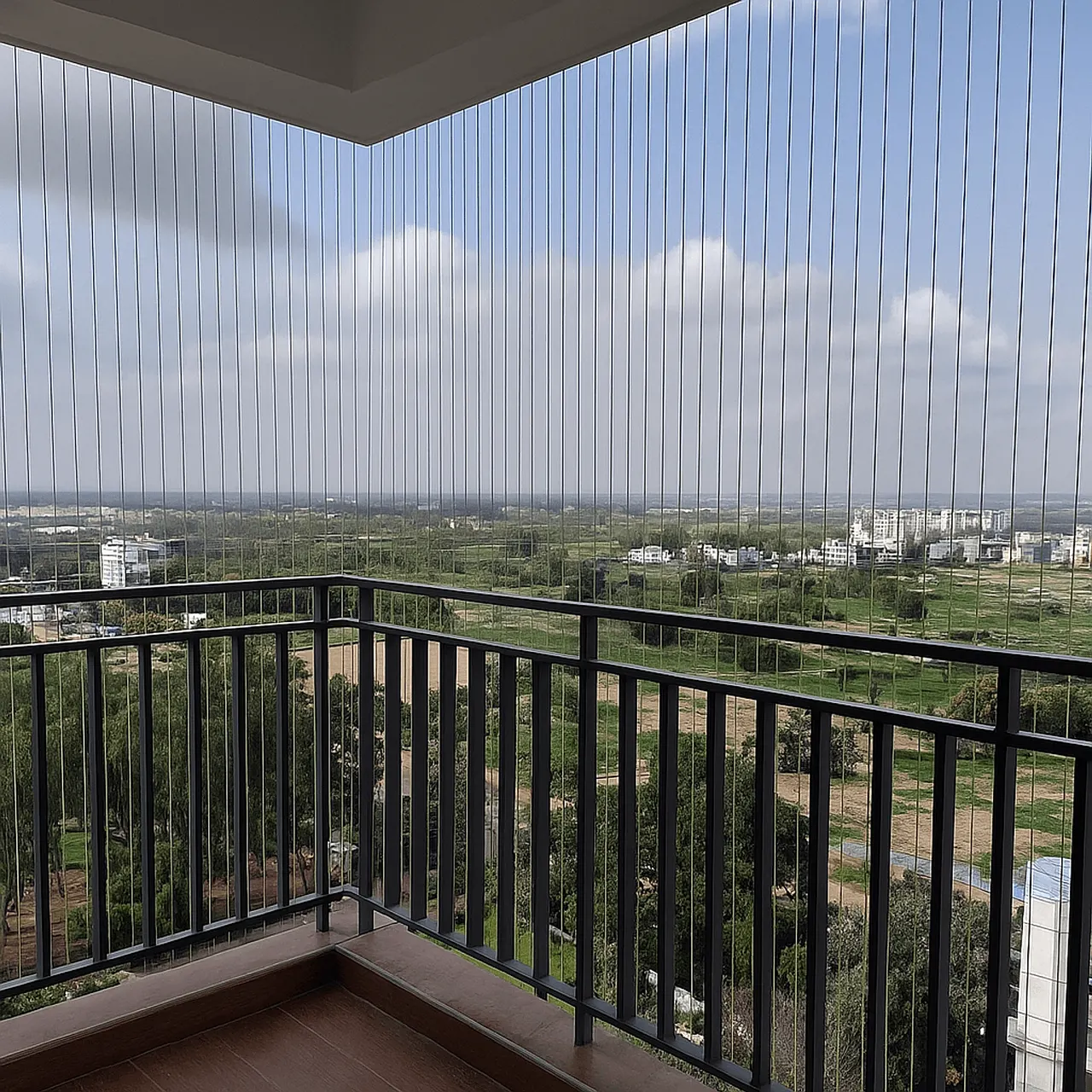 Invisible Balcony Grill Installation Professional Installation in Pullepady, Kerala by Deva Safety Nets